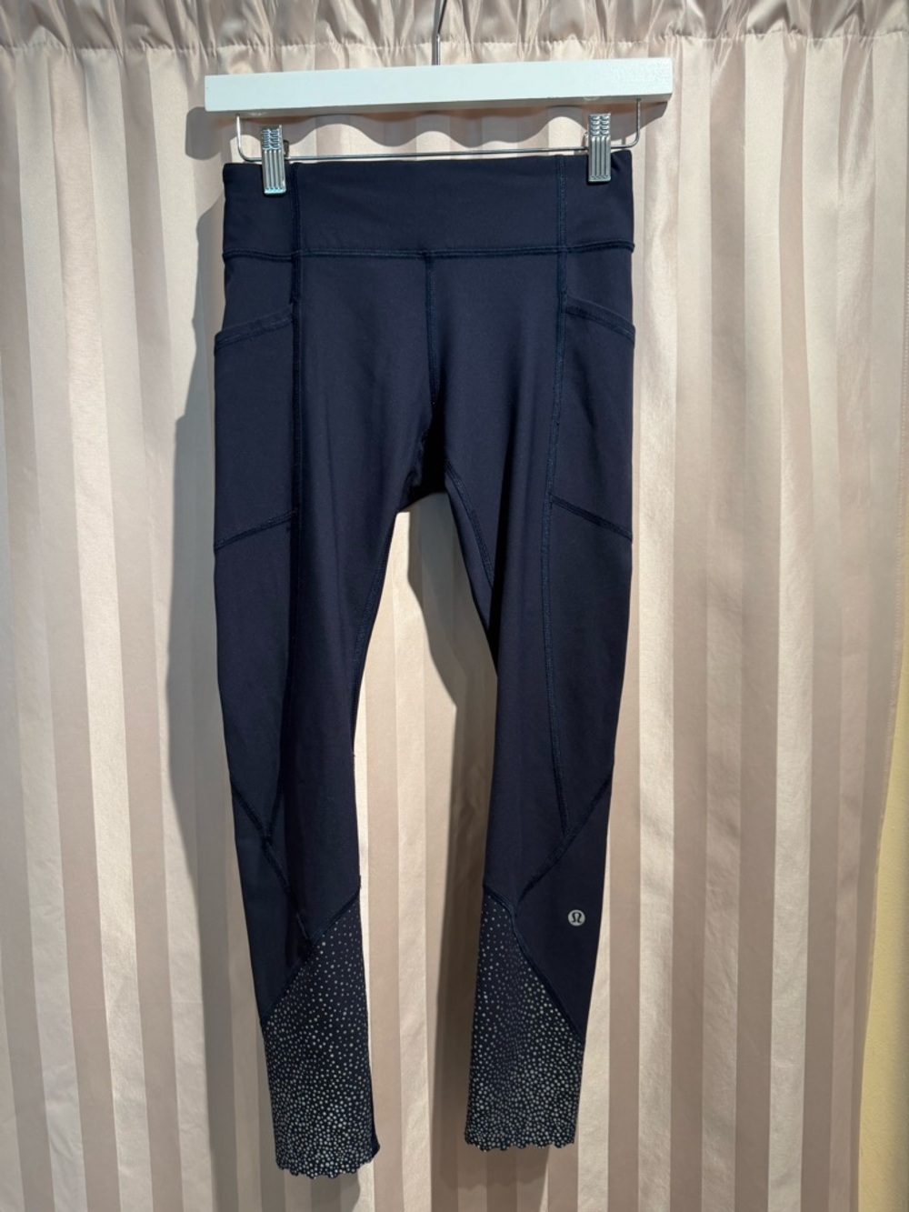 lululemon Navy Blue Athletic Leggings with Speckled Hem